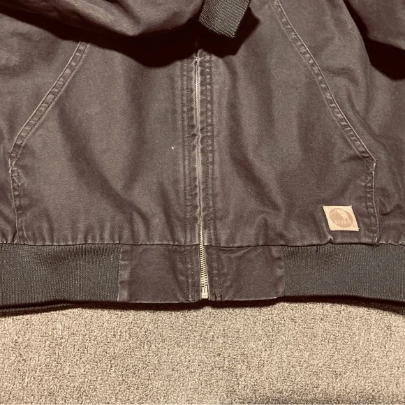 BERNE Heavy Lined 2XLR Brown Hooded Zipped Work Coat with logo - Picture 6 of 7